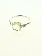 Affinity Sterling Silver Round Checkerboard Cut 8x8mm Green Amethyst and Diamond Ring