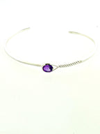 Affinity Sterling Silver 6mm Amethyst Cuff Bracelet