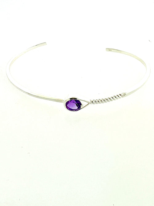 Affinity Sterling Silver 6mm Amethyst Cuff Bracelet