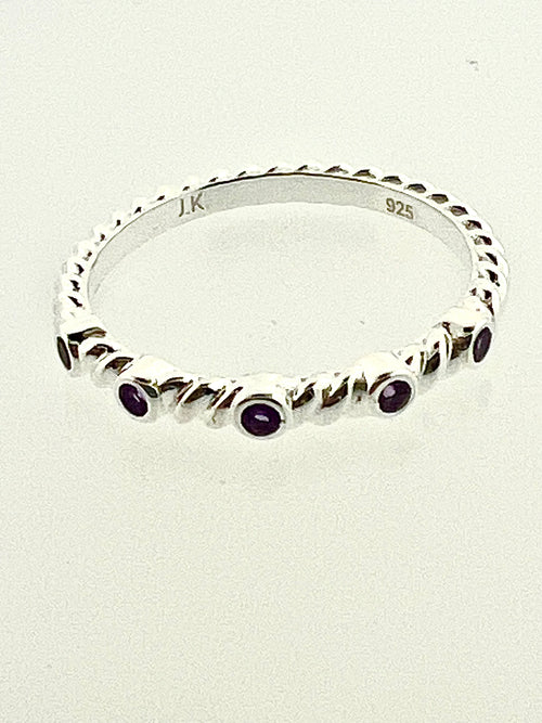 Affinity Sterling Silver Twist Band with Amethyst