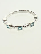 Affinity Sterling Silver Twist Stackable Band with Princess Cut Swiss Blue Topaz