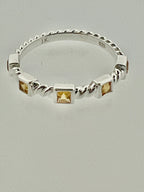 Affinity Sterling Silver Twist Stackable Band with Princess Cut Citrine