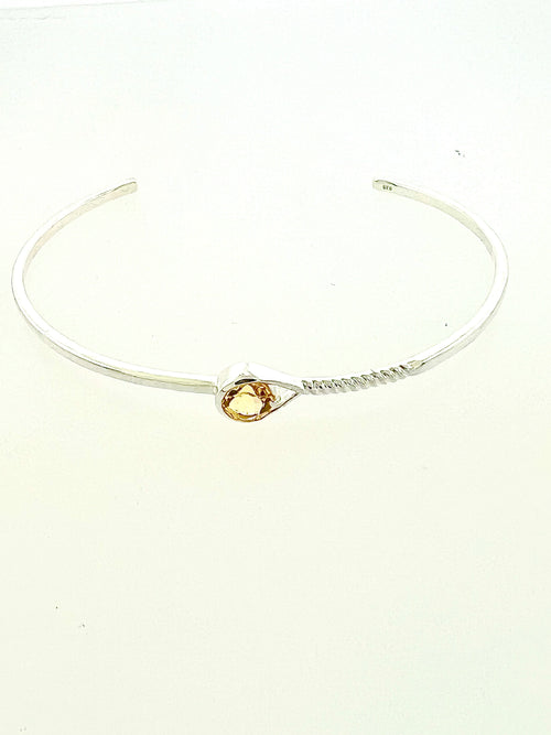 Affinity Sterling Silver 6mm Citrine Cuff Bracelet