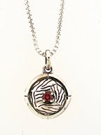 Structure Sterling Silver 3mm Garnet Pendant with Chain