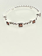 Affinity Sterling Silver Twist Stackable Band with Princess Cut Garnet