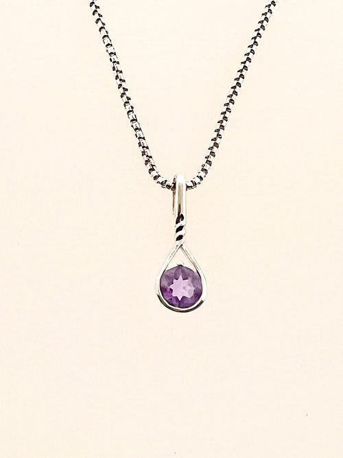 Affinity Sterling Silver 6mm Amethyst Pendant With Chain