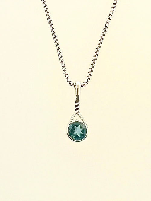 Affinity Sterling Silver 6mm London Blue Topaz Pendant with Chain