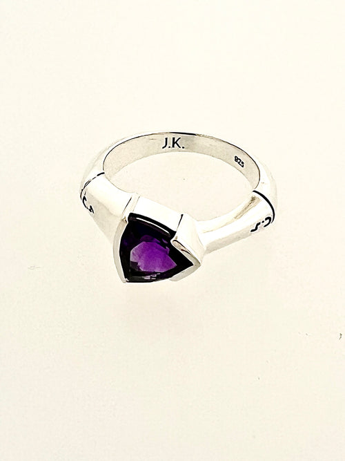 Structure Sterling Silver 8x8mm Trillion Amethyst Ring