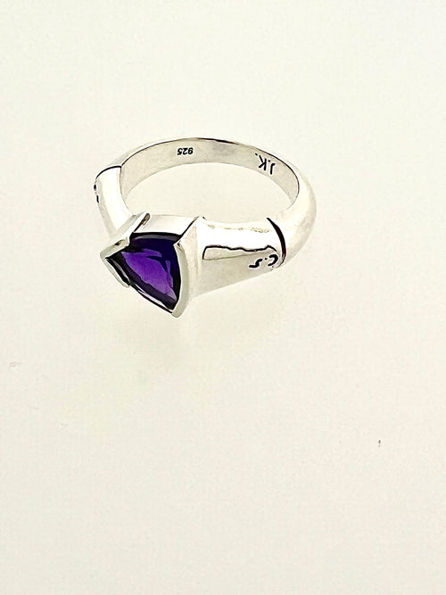 Structure Sterling Silver 8x8mm Trillion Amethyst Ring