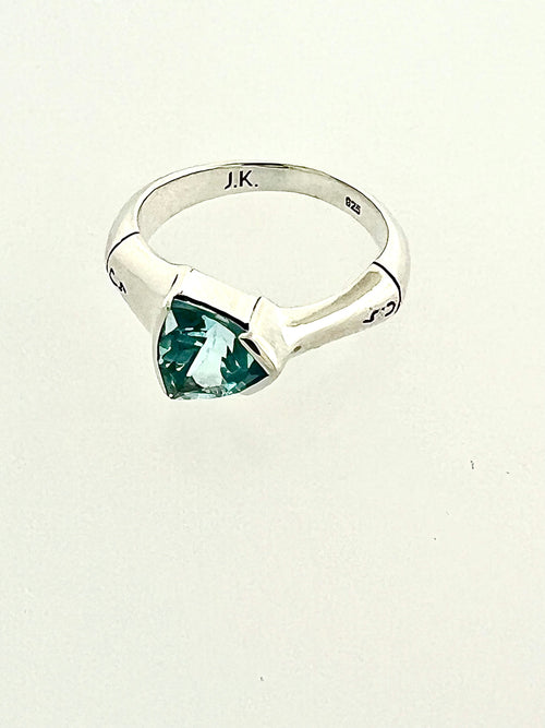 Structure Sterling Silver 8x8mm Trillion Blue Topaz Ring