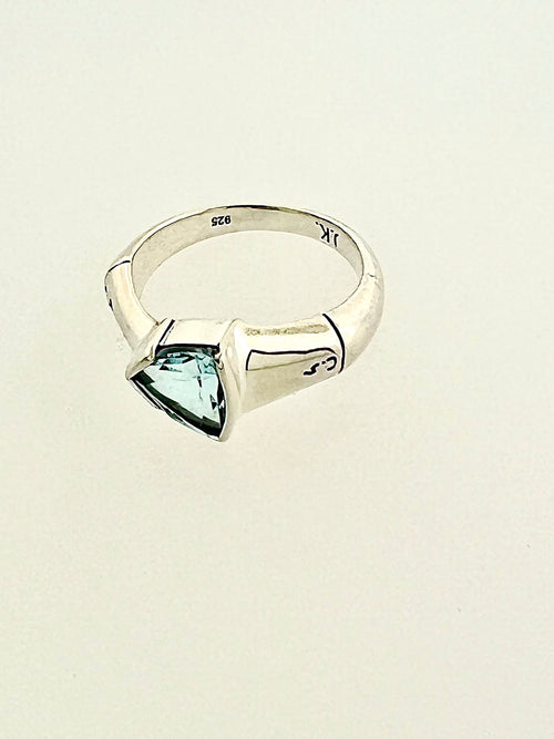 Structure Sterling Silver 8x8mm Trillion Blue Topaz Ring