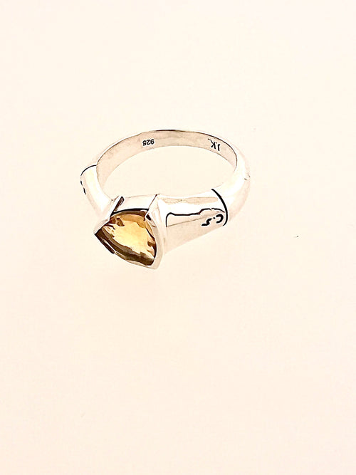 Structure Sterling Silver 8x8mm Trillion Citrine Ring
