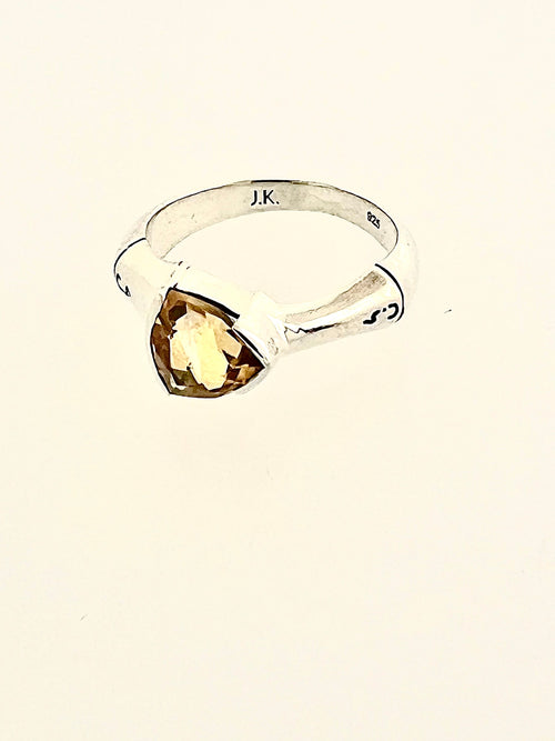 Structure Sterling Silver 8x8mm Trillion Citrine Ring