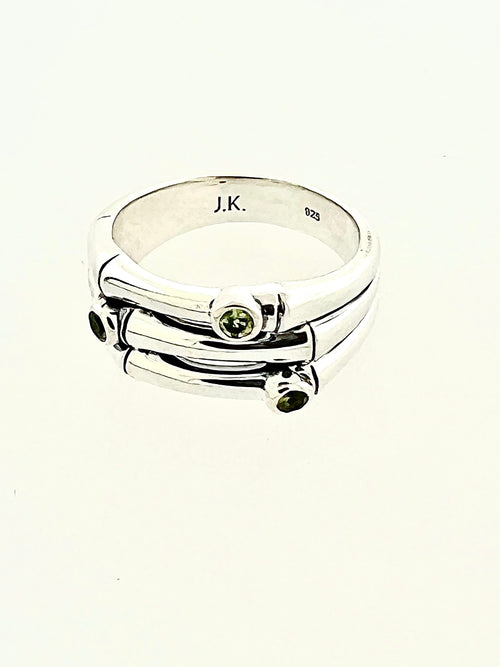 Structure Sterling Silver Triple Band Peridot Ring