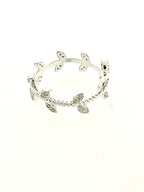 Leaf Sterling Silver Diamond Eternity Band