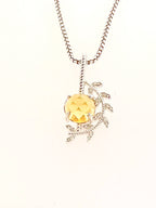 Leaf Sterling Silver Citrine & Diamond Pendant