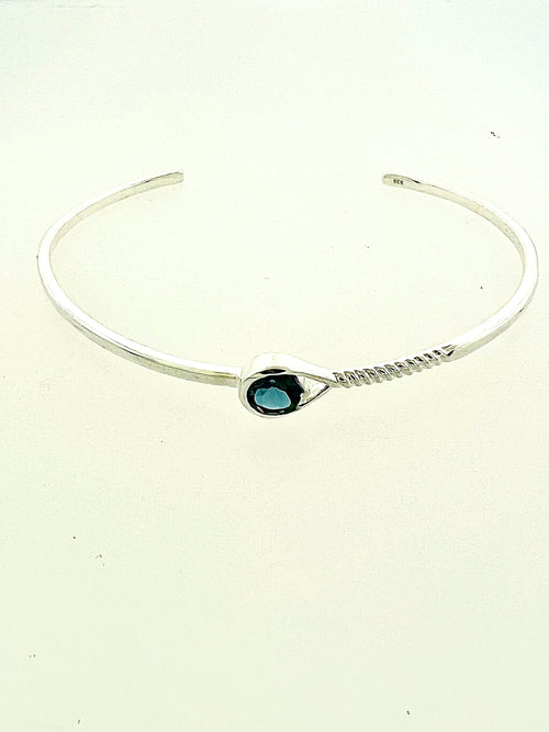 Affinity Sterling Silver 6mm London Blue Topaz Cuff Bracelet