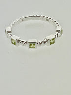 Affinity Sterling Silver Twist Stackable Band with Princess Cut Peridot
