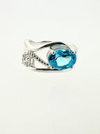 Affinity Bold Sterling Silver 9x7mm Oval Swiss Blue Topaz Ring
