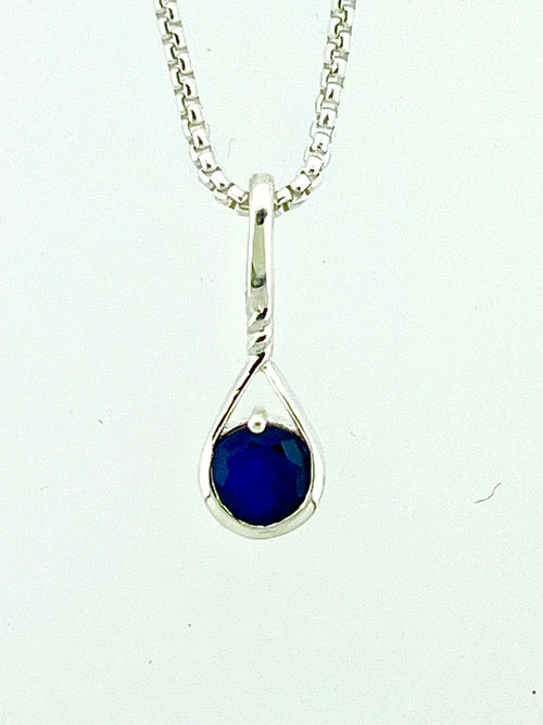 Affinity Sterling Silver 6mm Sapphire Pendant with Chain