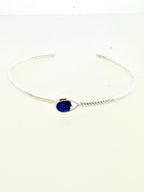 Affinity Sterling Silver 6mm Sapphire Cuff Bracelet