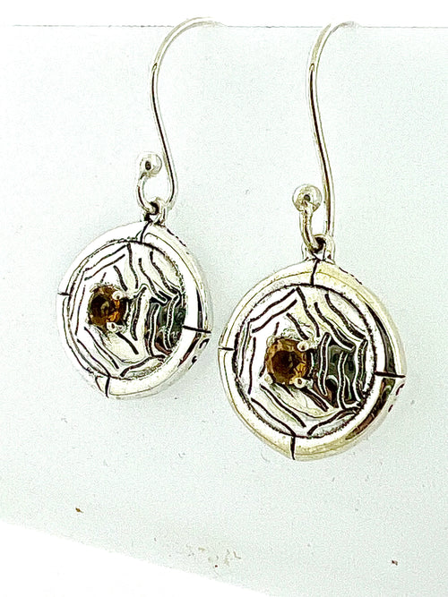 Structure Sterling Silver 3mm Citrine Earrings