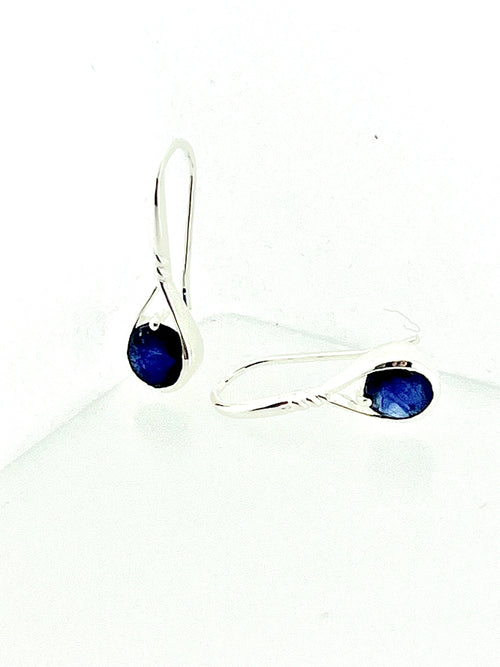 Affinity Sterling Silver 6mm Sapphire Drop Earrings