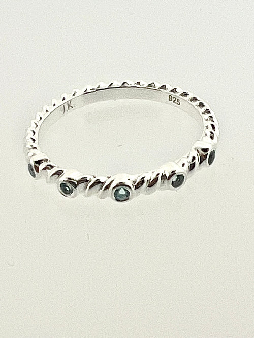 Affinity Sterling Silver Twist Band with Swiss Blue Topaz