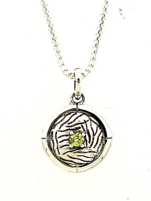 Structure Sterling Silver 3mm Peridot Pendant with Chain