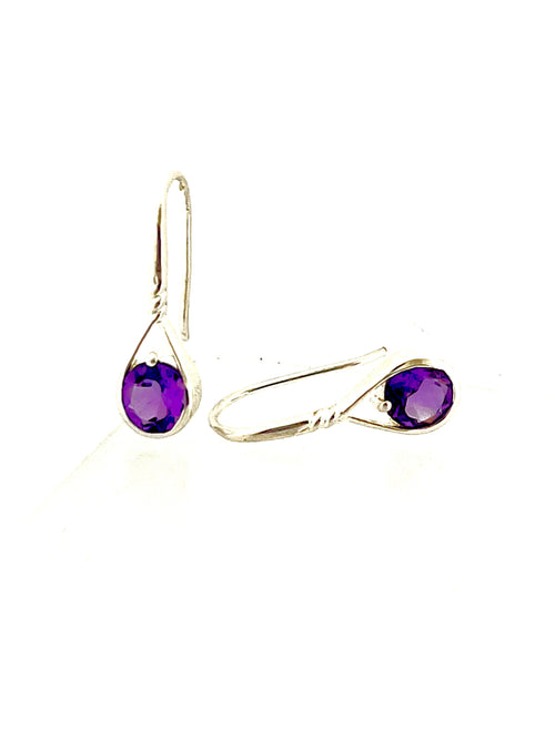 Affinity Sterling Silver 6mm Amethyst Drop Earrings