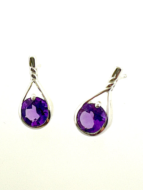 Affinity Sterling Silver 6mm Amethyst Earrings