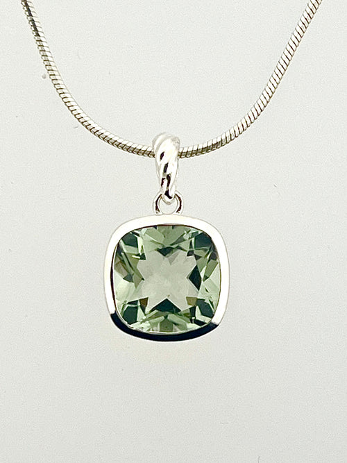 Affinity Green Amethyst 10 x 10 mm Cushion Cut Pendant