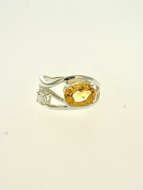 Affinity Bold Sterling Silver 9x7mm Oval Citrine Ring