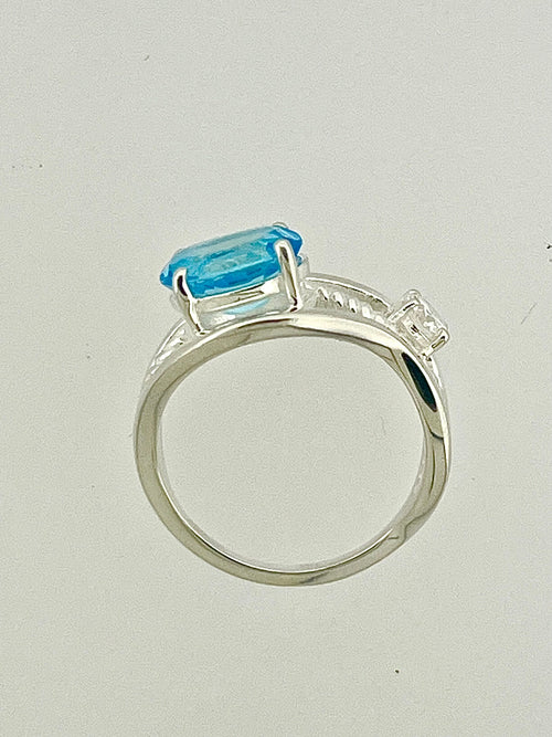 Affinity Bold Sterling Silver 9x7mm Oval Swiss Blue Topaz Ring