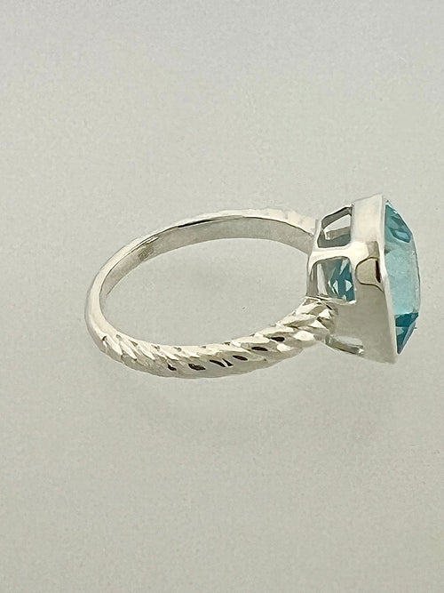 Affinity Ring with 10 x10 mm Cushion Sky Blue Topaz